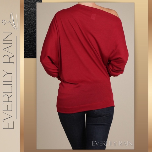 Burgundy Red Dolman Sleeve Top - Picture 5 of 9